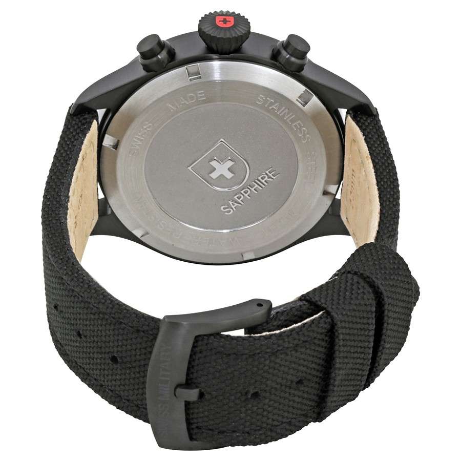 Retail: R15,000.00 CX Swiss Military Men's Hawk Nero BLACK NERO Chronograph with Canvas Strap