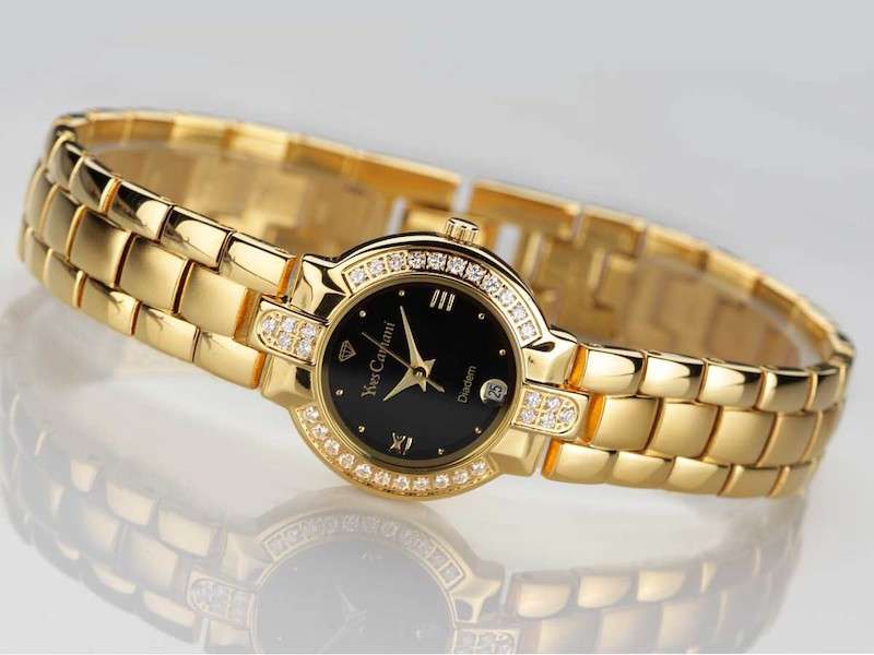**BDAY, GIFT, LUXURY* Yves Camani Women's Diadem Carat 23 Gold/Black Watch OFFICIAL