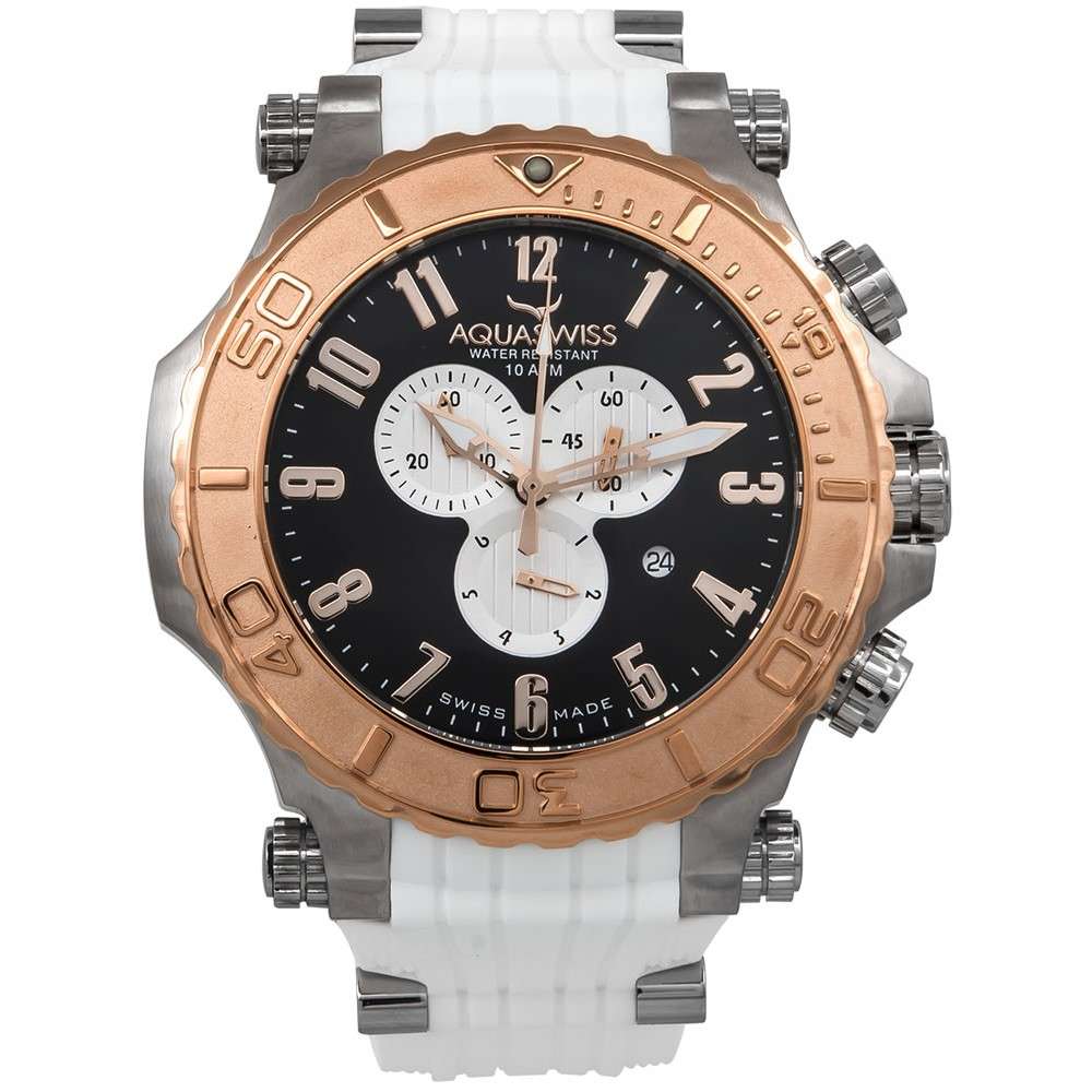 AQUASWISS MEN'S 55mm BOLT XG CHRONOGRAPH SWITZERLAND WATCH W/ BOX AND PAPERS