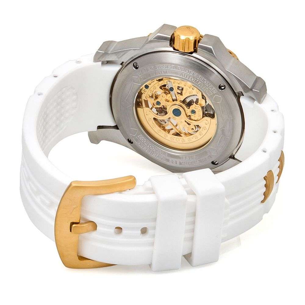 Retail: R14,999.00 Aquaswiss Mens AUTOMATIC SKELETON Vessel with 18k Plated SILICONE Strap Watch