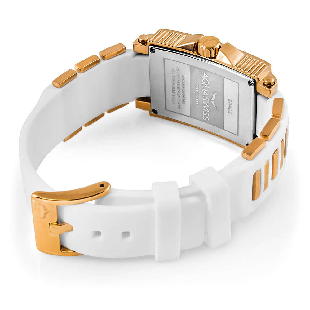 AQUASWISS Women's Grace Rose Gold Snow *24 DIAMOND* Watch **DIAMONDS ARE FOREVER** Brand new!