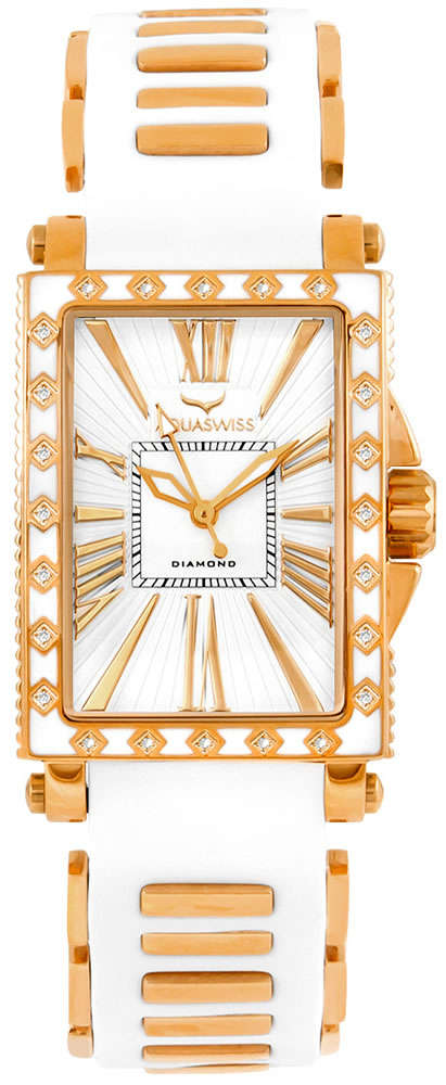 AQUASWISS Women's Grace Rose Gold Snow *24 DIAMOND* Watch **DIAMONDS ARE FOREVER** Brand new!
