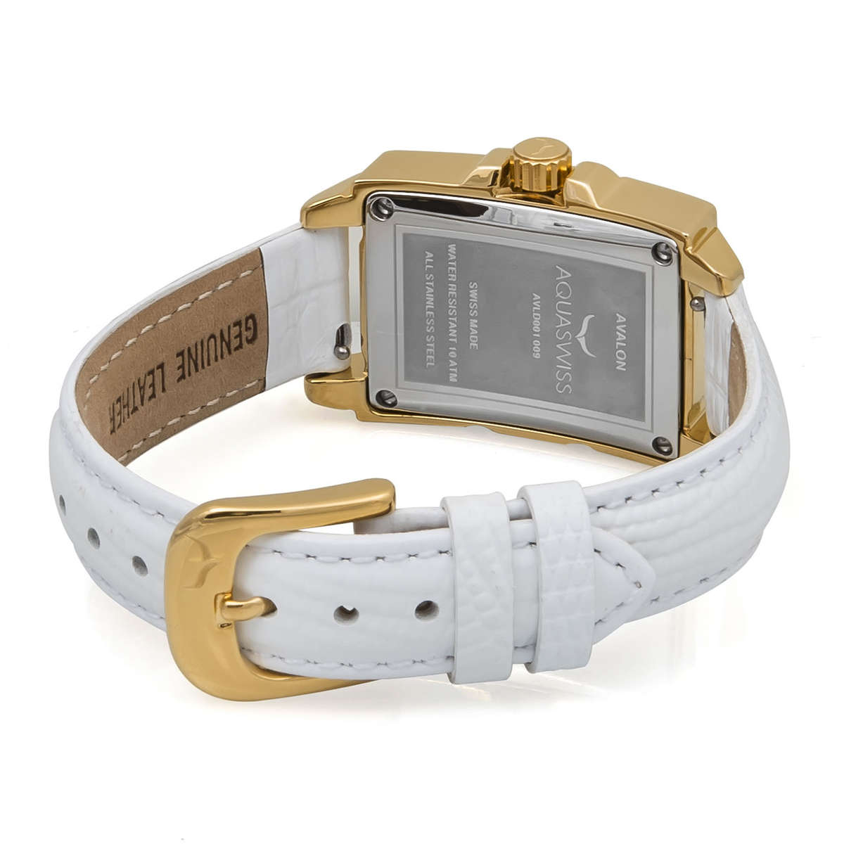 Retail: $999 /R14,000.00 Aquaswiss Women Avalon L with 16 Diamonds 18K Gold Plating Leather Band