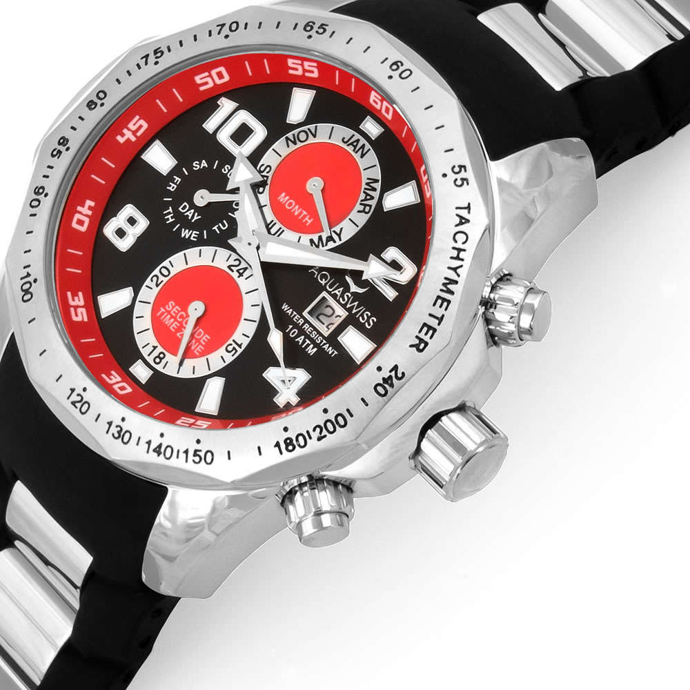 Retail: R14,500.00 Aquaswiss Men's TRAX II DEMON EDITION Swiss Chronograph Watch BRAND NEW