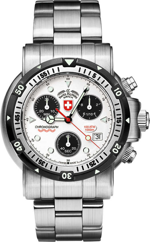 New RRP R14 000.00 CX Swiss Military "Sea Wolf" 1000 Meter Depth SW I Chrono Watch