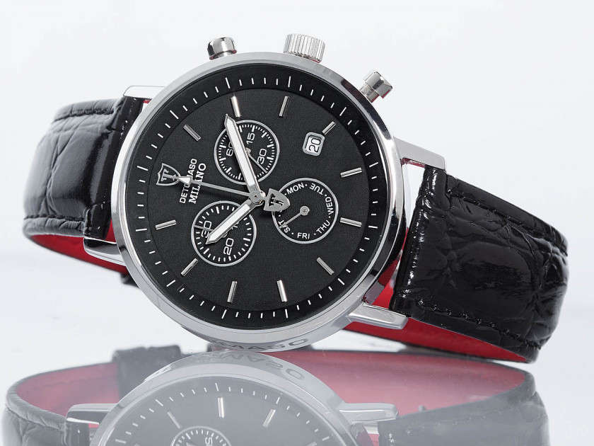 DETOMASO Milano Black/Silver Chronograph Watch (Opens @R1) BRAND NEW IN BOX