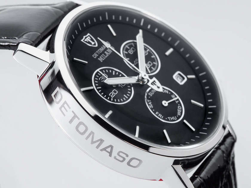 DETOMASO Milano Black/Silver Chronograph Watch (Opens @R1) BRAND NEW IN BOX