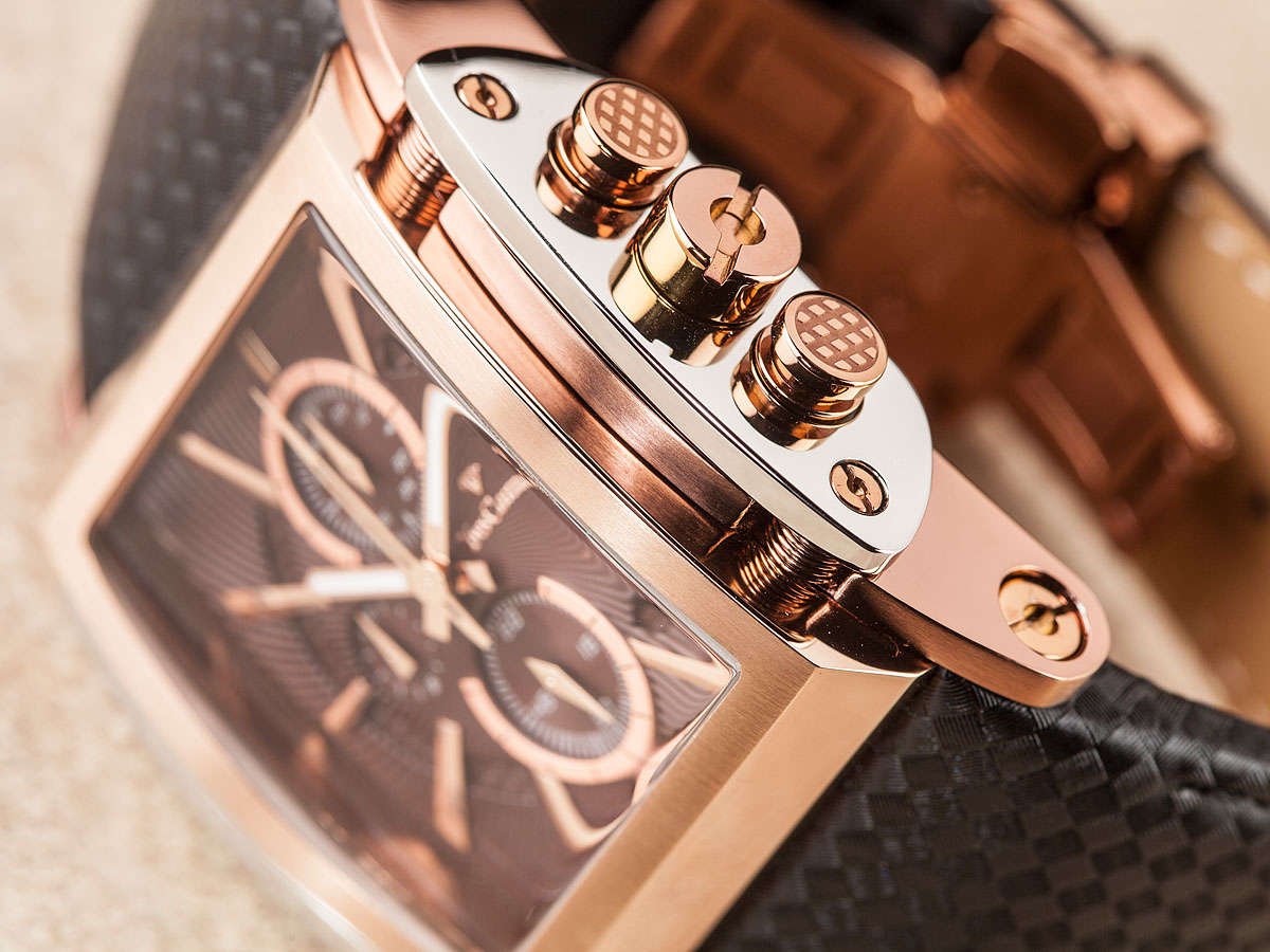 YVES CAMANI Men's Escaut Coffee/Rose Gold Chrono Watch Brand new + Gold Tin