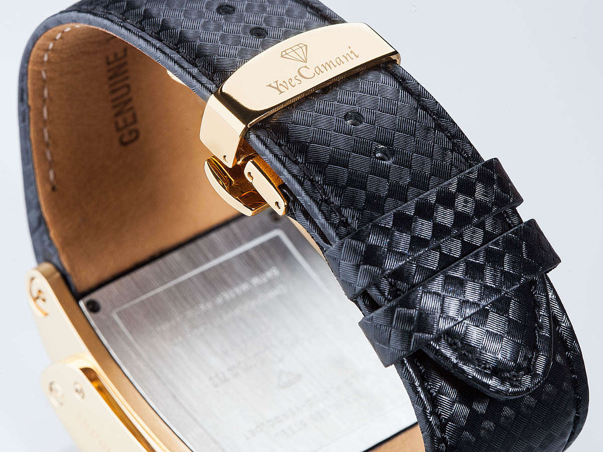 YVES CAMANI Men's Escaut Black/Gold Chrono Watch Brand new + Gold Tin