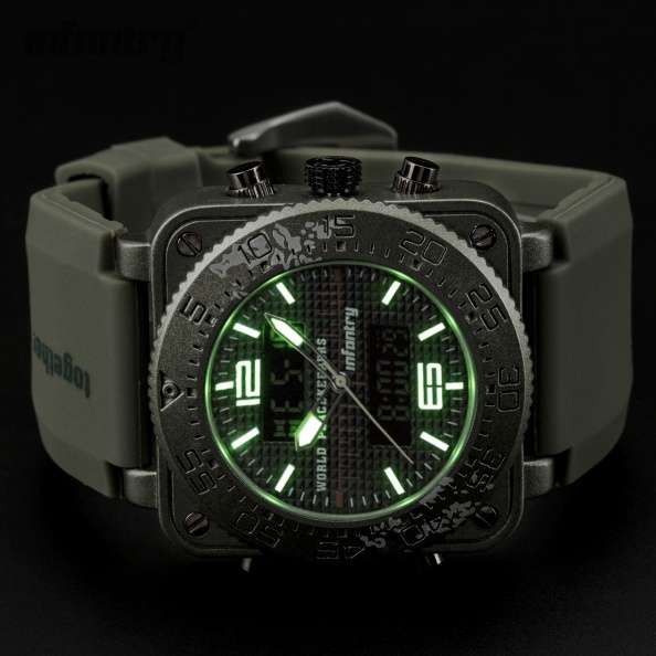 Retail: R3,999.00 INFANTRY MILITARY CO. Men's Tank ACU Nylon 47mm BIG Dual Movement Watch Grey NEW