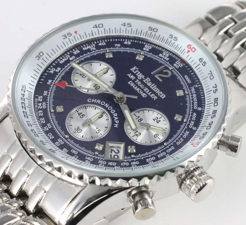 Brand new!! KRUG BAUMEN AERONAUT BRIT FIGHTER PILOT 8 DIAMOND SLIDE RULE CHRONOGRAPH WATCH