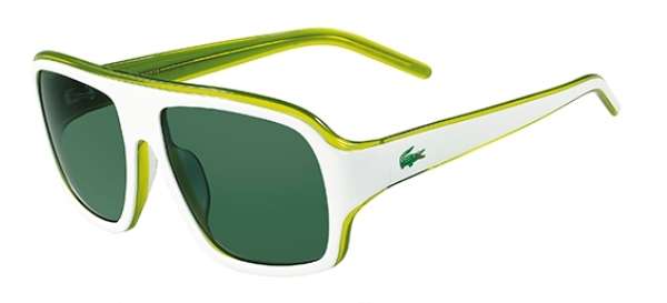 LACOSTE Unisex L!ve L643S 105 White/Green Trim Sunglasses 100% GENUINE, BRAND NEW, HOT!!