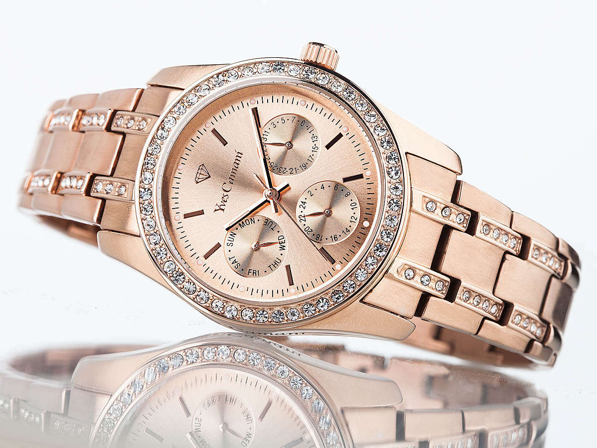 Yves Camani Women's Mielle Chronograph Watch with Zirconia and Steel Bracelet