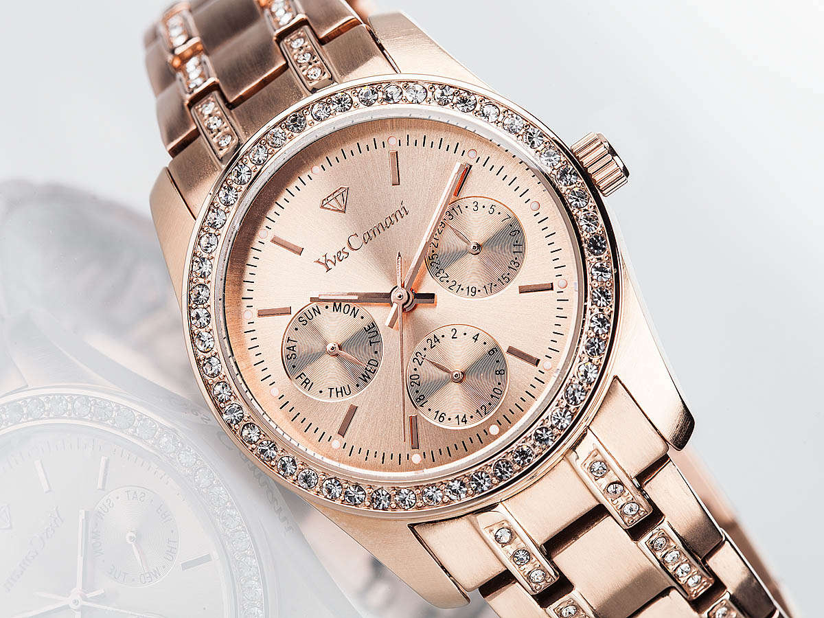 Yves Camani Women's Mielle Chronograph Watch with Zirconia and Steel Bracelet