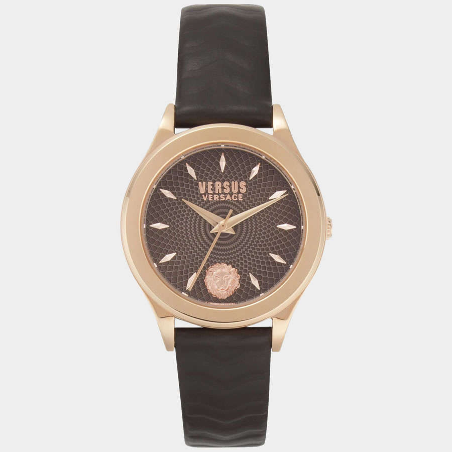 Retail: R5,499.00 VERSACE Women's Mount Pleasant Watch with Brown Wave Genuine Leather Band NEW
