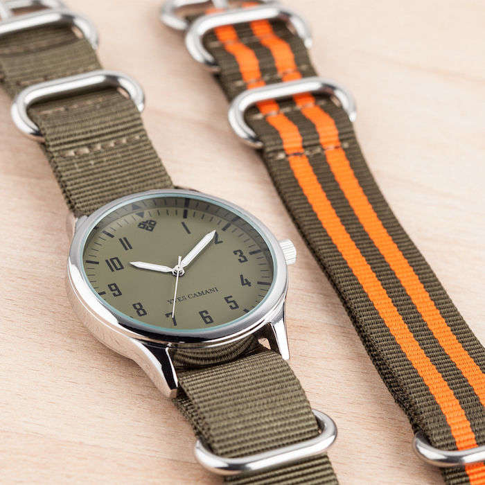 Retail: R2,999.00 YVES CAMANI Men's "SUISSE MILITAIRE CLASSIC" WITH 2 NYLON STRAPS Brand new