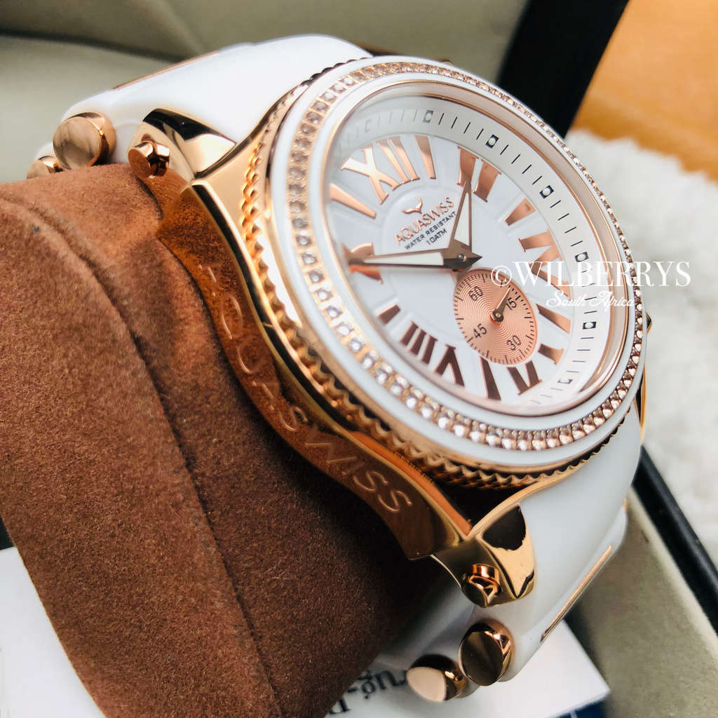 Retail: R14,500.00 Aquaswiss Men's 45m Swissport 18k Rose Gold Plated THICK/HEAVY Watch
