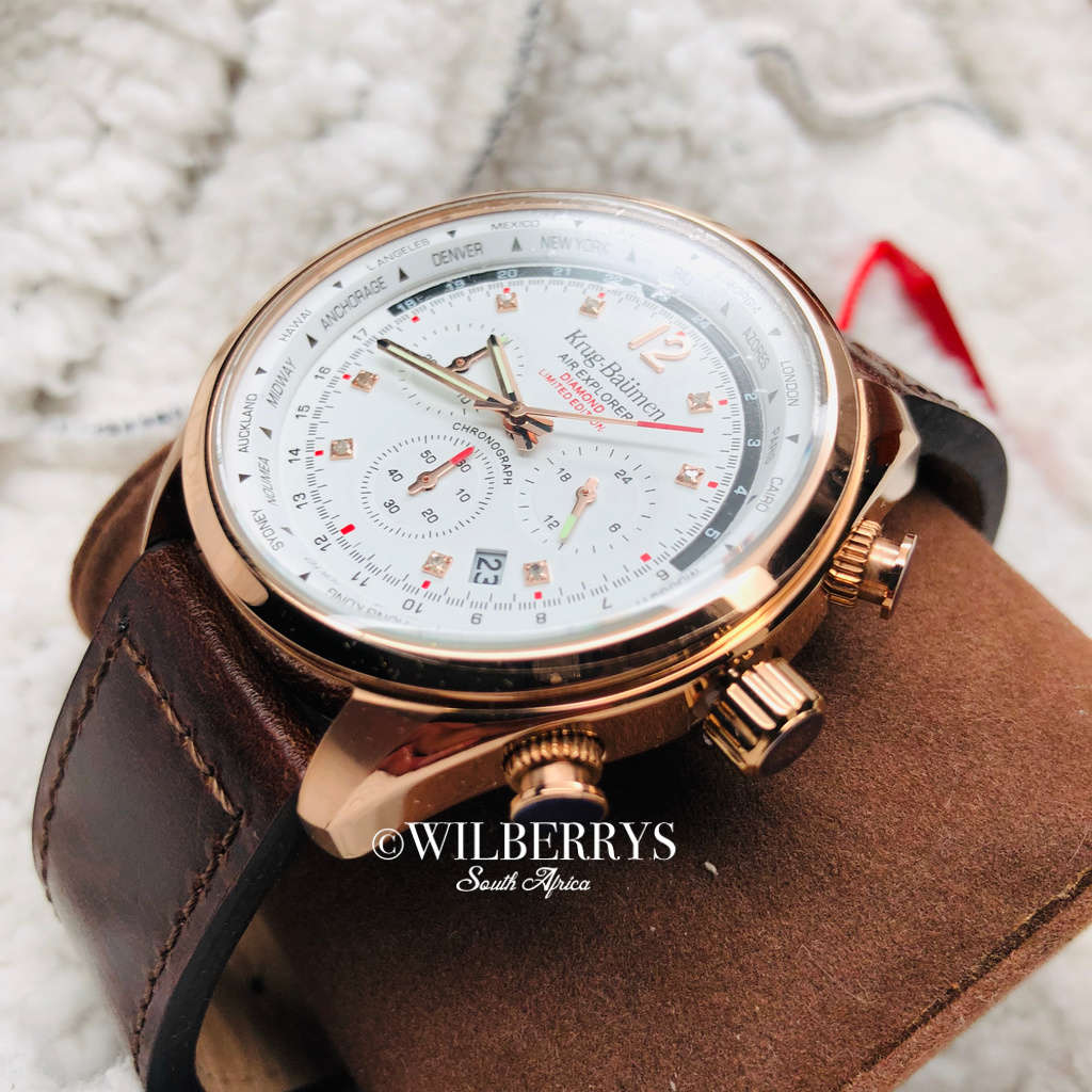 Retail: R13,000.00 Krug-Baumen Men's Air Explorer BROWN Diamond 500pcs Chronograph Watch
