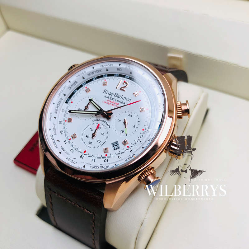 Retail: R13,000.00 Krug-Baumen Men's Air Explorer BROWN Diamond 500pcs Chronograph Watch