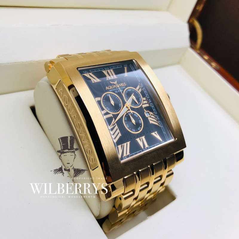 Retail: $1600 /R20,000.00 Aquaswiss Men's TANC THICK/HEAVY 18k pl MONSTER Watch Chronograph NEW!!