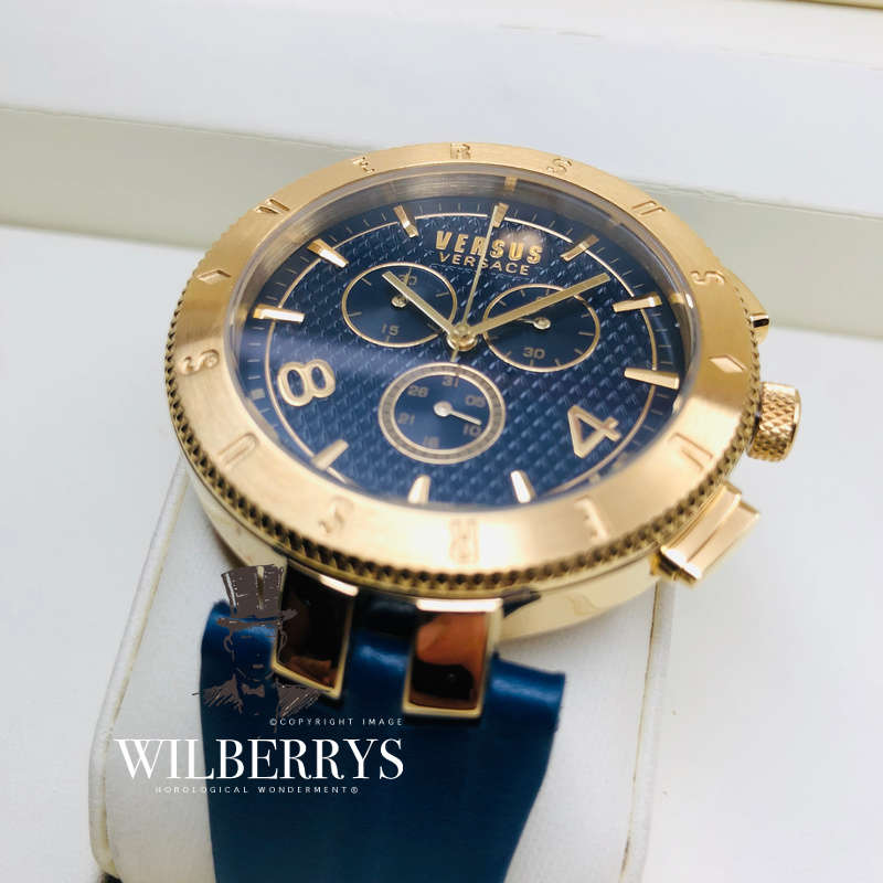 Retail: R7,299.00 VERSACE Men's Versus Logo Clou de Paris Chronograph LEATHER Watch