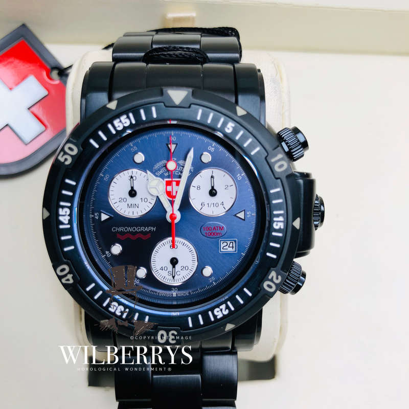 Retail: R21,000.00 CX Swiss Military Sea Wolf Nero 1000 METERS SW I Chronograph Watch