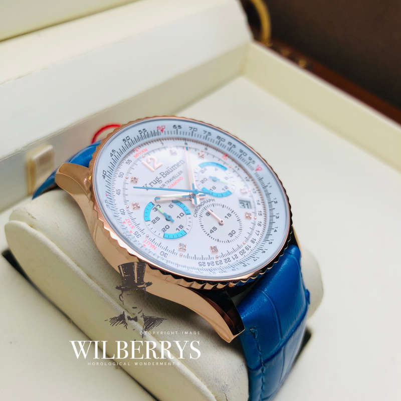 Retail: R13,000.00 Krug-Baumen Men's Air Explorer ELECTRIC BLUE Diamond 500pcs Chronograph Watch