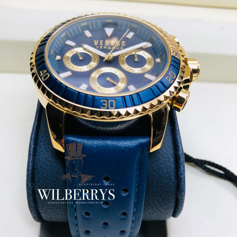 Retail: R6,999.00 VERSACE Men's Versus Aberdeen NAUTIC NAVY LEATHER Watch BRAND NEW IN BOX + PAPERS