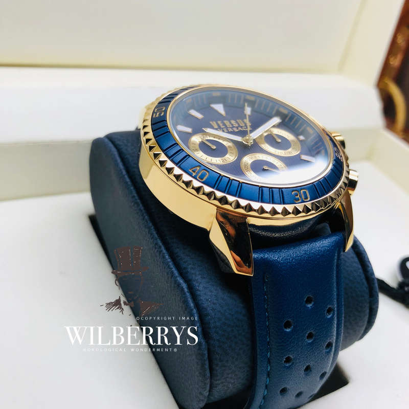 Retail: R6,999.00 VERSACE Men's Versus Aberdeen NAUTIC NAVY LEATHER Watch BRAND NEW IN BOX + PAPERS