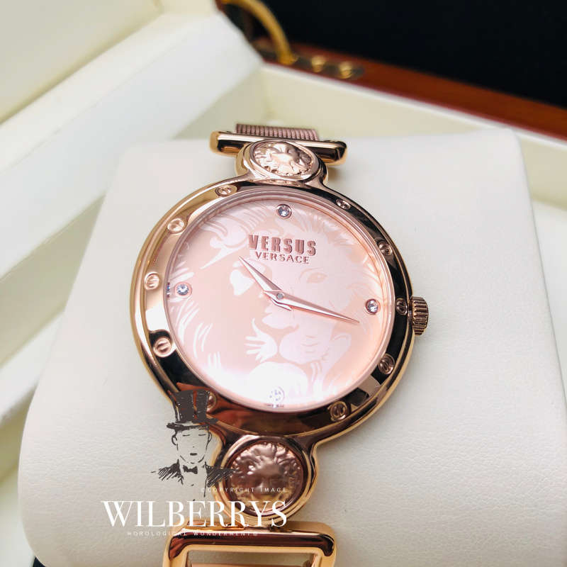 VERSACE Women's VERSUS Sunnyridge Lion Pride Mesh Rose Gold Watch BRAND NEW IN BOX + PAPERS