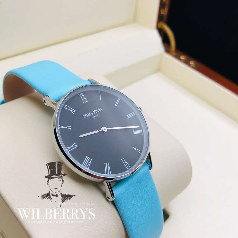 Retail R2,499.00 Tom & Fred London Women's ULTRASLIM Picadilly Blue Leather Watch **Brand new**