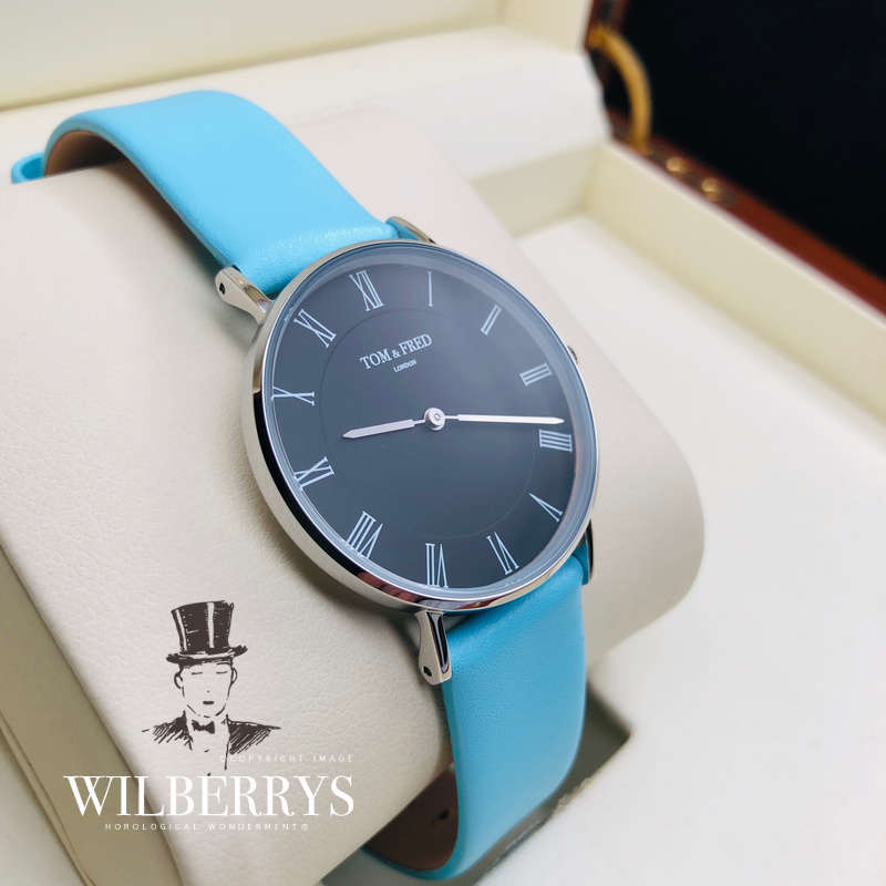 Retail R2,499.00 Tom & Fred London Women's ULTRASLIM Picadilly Blue Leather Watch **Brand new**