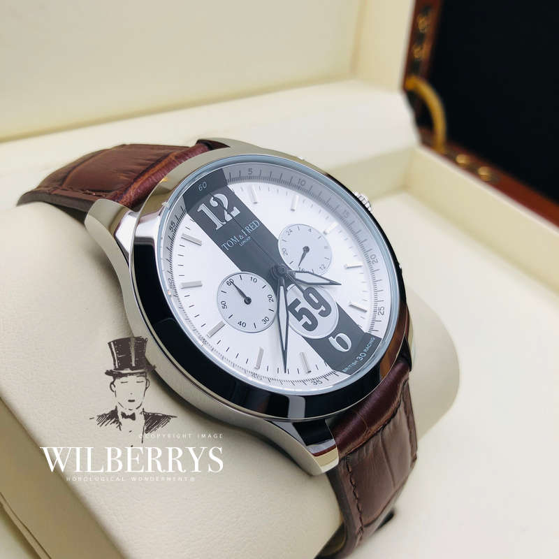 TOM & FRED London® Men's BRABHAM British Racing 1/1000 Produced Chronograph Chocolate Brown Watch