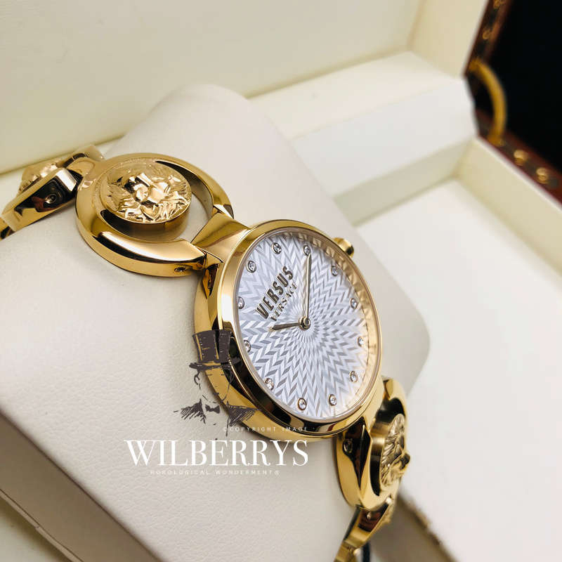 Retail: R6102.50 VERSACE Women's Champs De Eluise Gold Plated Watch NEW IN BOX