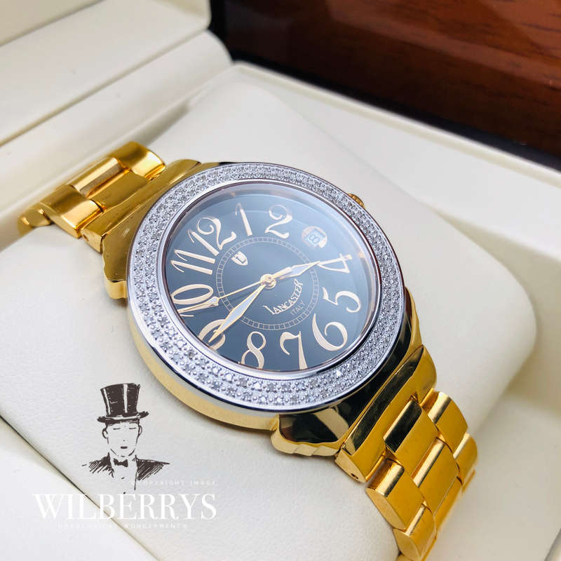 Retail: R15,000.00 Lancaster Italy Women's Pillola 112 Diamond Gold Tone 0.86 Carat Watch