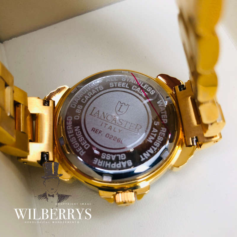 Retail: R15,000.00 Lancaster Italy Women's Pillola 112 Diamond Gold Tone 0.86 Carat Watch