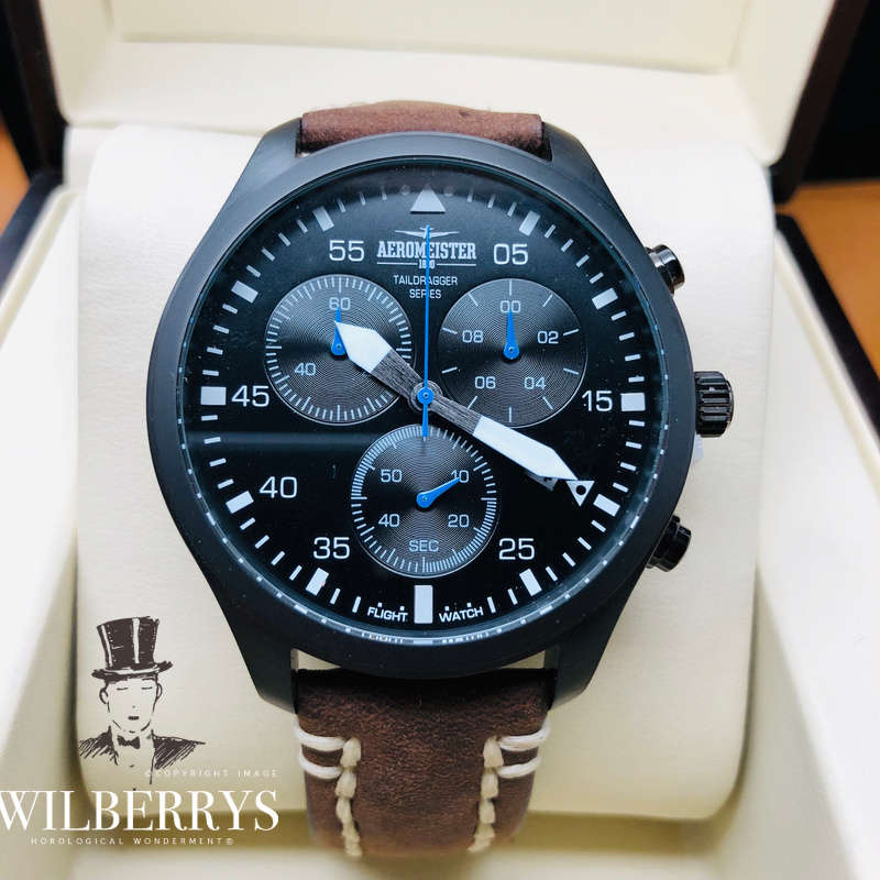 Retail: R6,500.00 Aeromeister 1880 Amsterdam Men's Taildragger Chronograph Watch + FLIGHT TIN