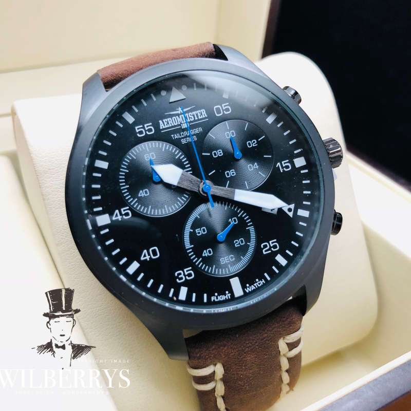 Retail: R6,500.00 Aeromeister 1880 Amsterdam Men's Taildragger Chronograph Watch + FLIGHT TIN