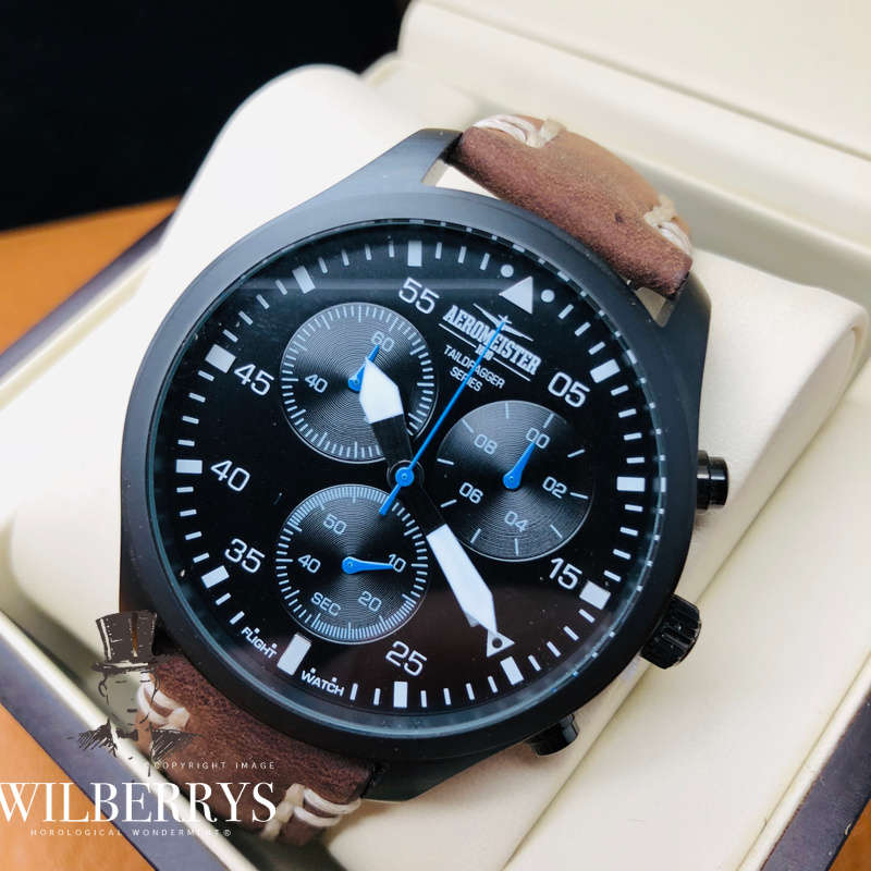 Retail: R6,500.00 Aeromeister 1880 Amsterdam Men's Taildragger Chronograph Watch + FLIGHT TIN