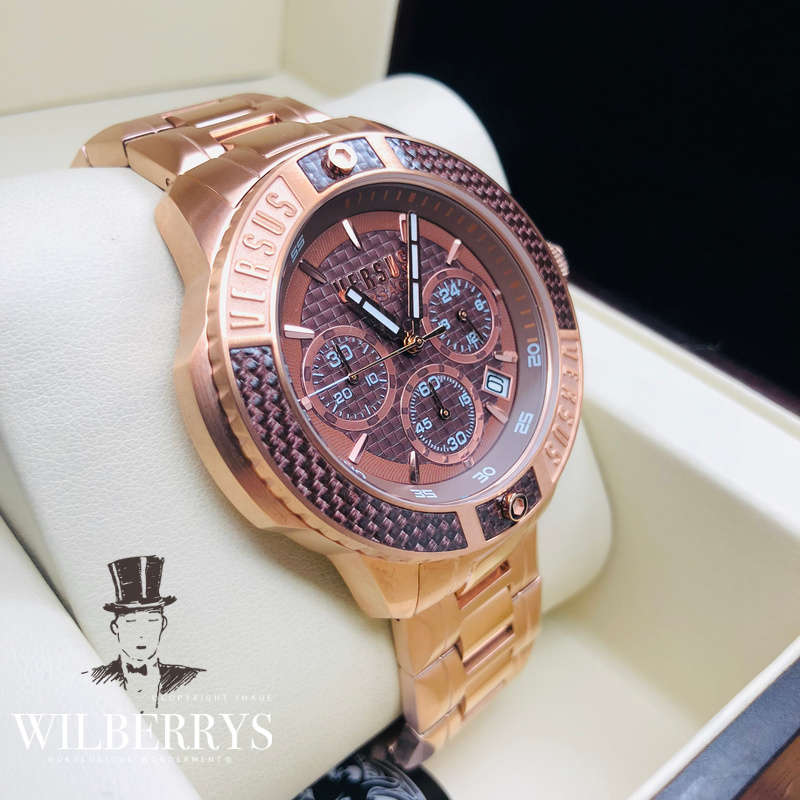 Retail: R8,299.00 VERSACE Men's Admirality Rose Gold pl Steel Chronograph Watch BRAND NEW Glorious!