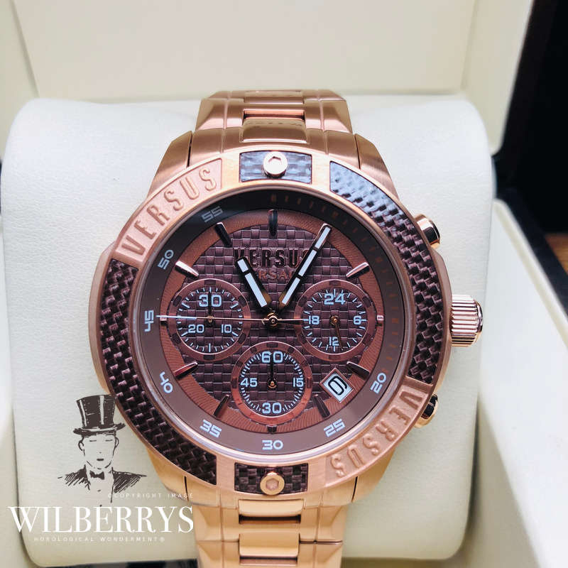 Retail: R8,299.00 VERSACE Men's Admirality Rose Gold pl Steel Chronograph Watch BRAND NEW Glorious!