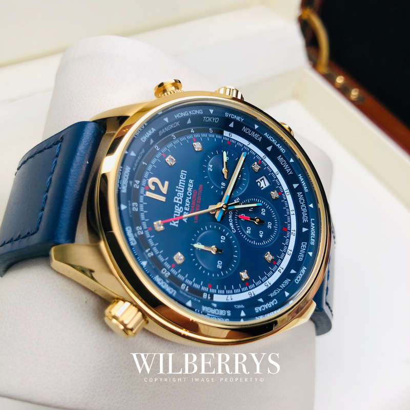 Retail: £775/ R13,000.00 Krug-Baumen Men's Air Explorer Rose Gold pl. Diamond 500pcs Chrono Watch