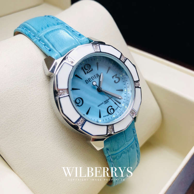 Retail: $1495 /R18,000.00 Dedia by Aquaswiss Women Lily with 16 Diamonds and Leather Band