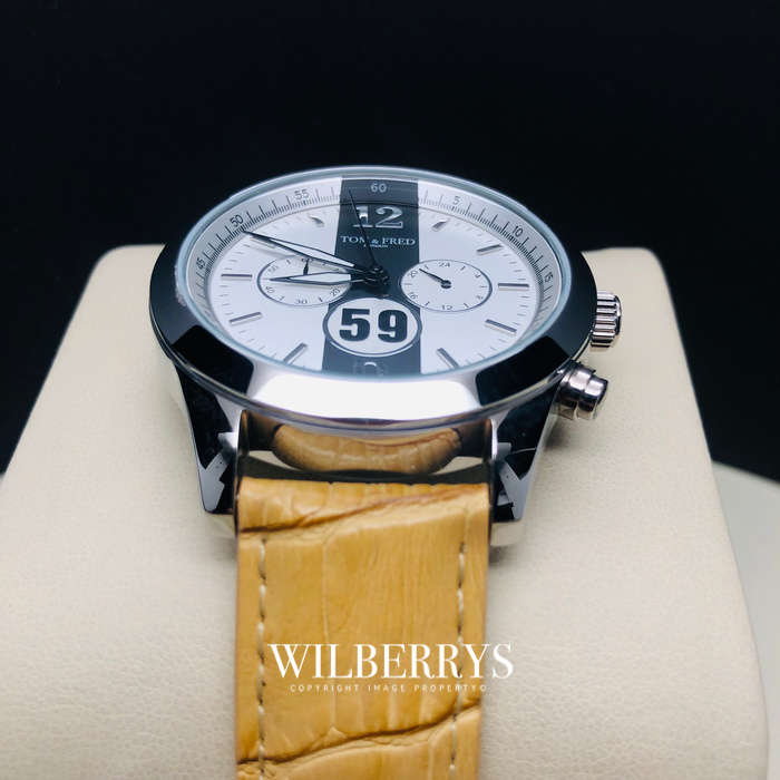TOM & FRED London® Men's British Racing 1/1000 Produced Chronograph Mustang Tan Watch
