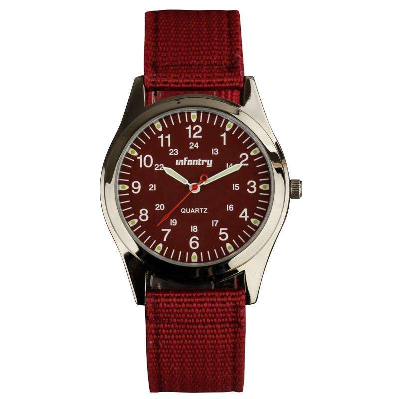 INFANTRY MILITARY CO. Army Field Op Watch MAROON Nylon Watch Brand new BOXED, FULLY LOADED!