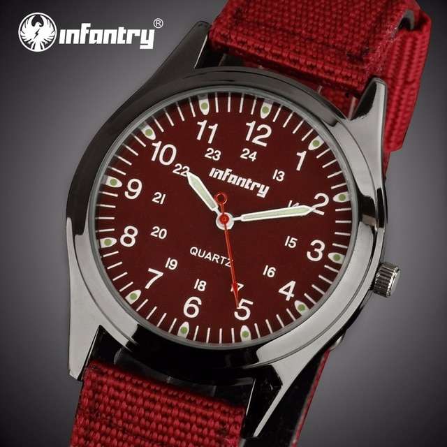 INFANTRY MILITARY CO. Army Field Op Watch MAROON Nylon Watch Brand new BOXED, FULLY LOADED!