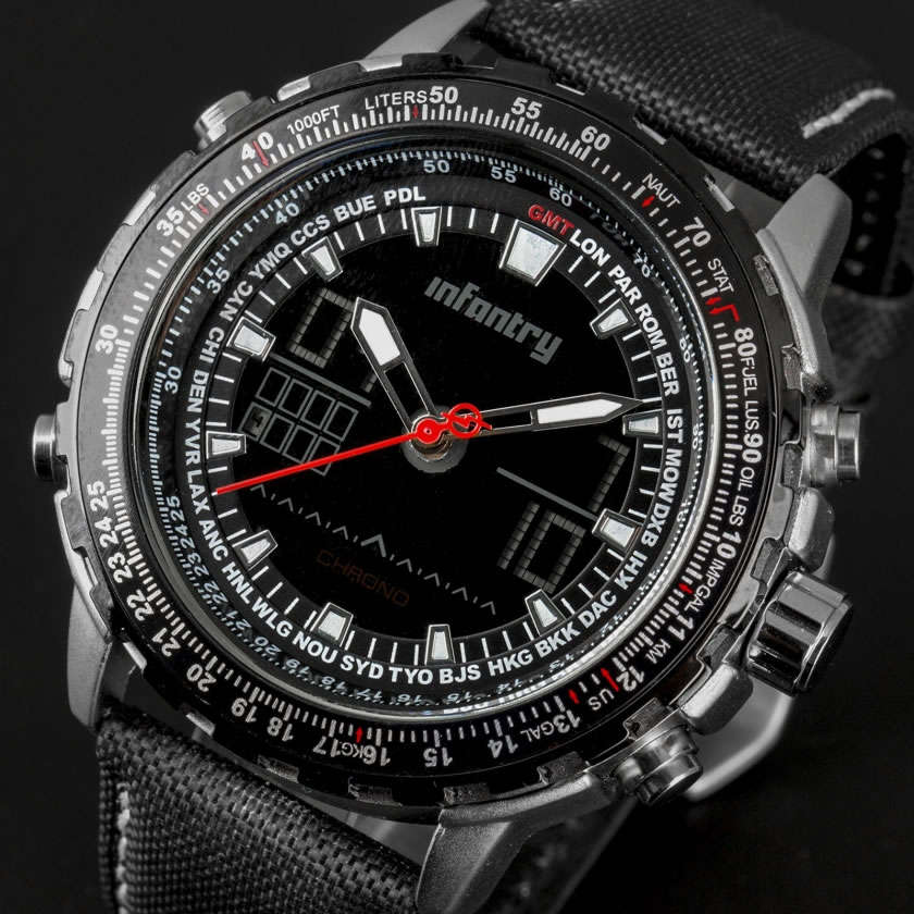 INFANTRY MILITARY CO. Aviation Cockpit Black PVD Watch Brand new BOXED, FULLY LOADED!