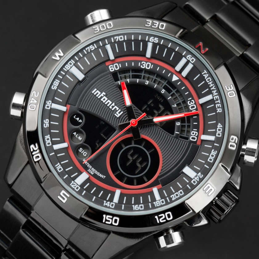 INFANTRY MILITARY CO. Chrono Master Dual Time Alarm Watch Brand new BOXED, FULLY LOADED!