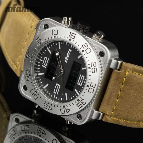 INFANTRY MILITARY CO. Square 47mm BIG THICK Watch Brand new BOXED, FULLY LOADED!