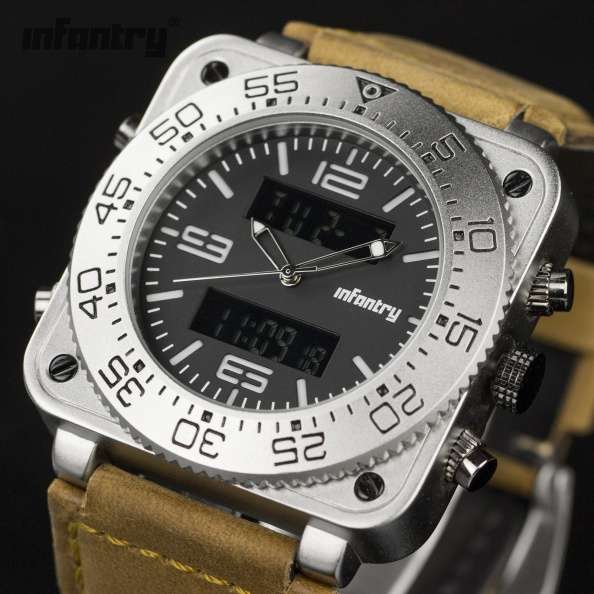 INFANTRY MILITARY CO. Square 47mm BIG THICK Watch Brand new BOXED, FULLY LOADED!